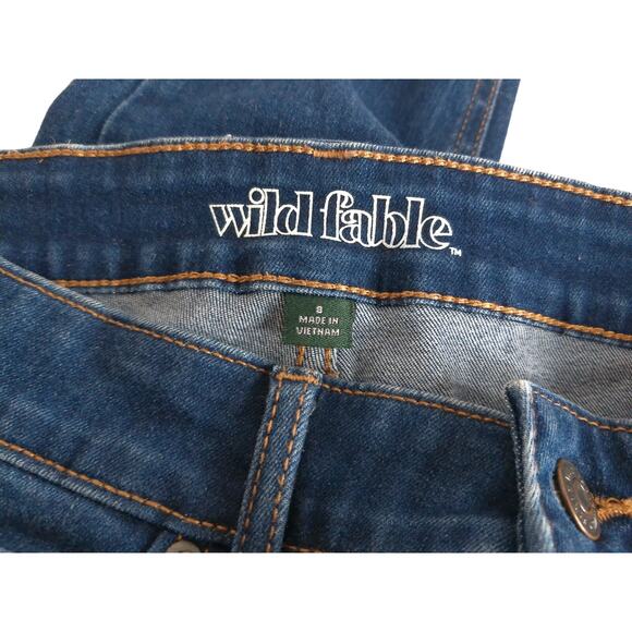 Wild Fable Dark Indigo Denim Skinny Jeans High Rise Thrashed Size 8 - Picture 3 of 9